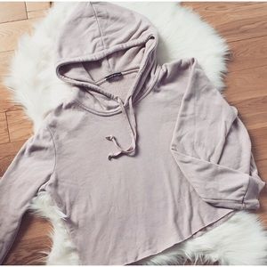 Brandy Melville plush pink cropped hoodie.